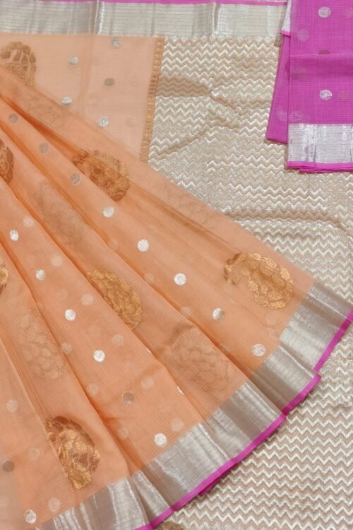 Zarikota Buta Saree Pink Orange