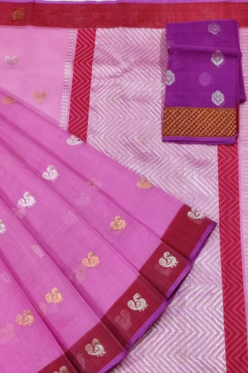 Zarikota Buta Saree Pink