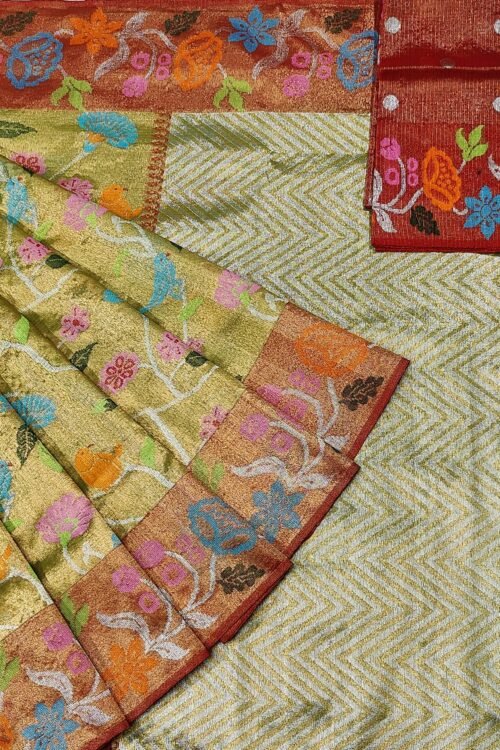 ZARIKOTA DOUBLE TISSUE WITH INTERWOVEN PAITHANI BORDER