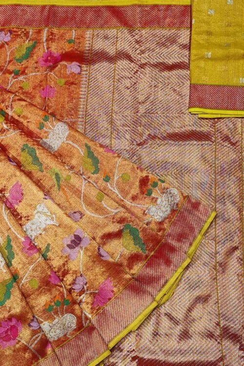 PURE GOLD DOUBLE TISSUE ZARIKOTA HANDLOOM SAREE_36