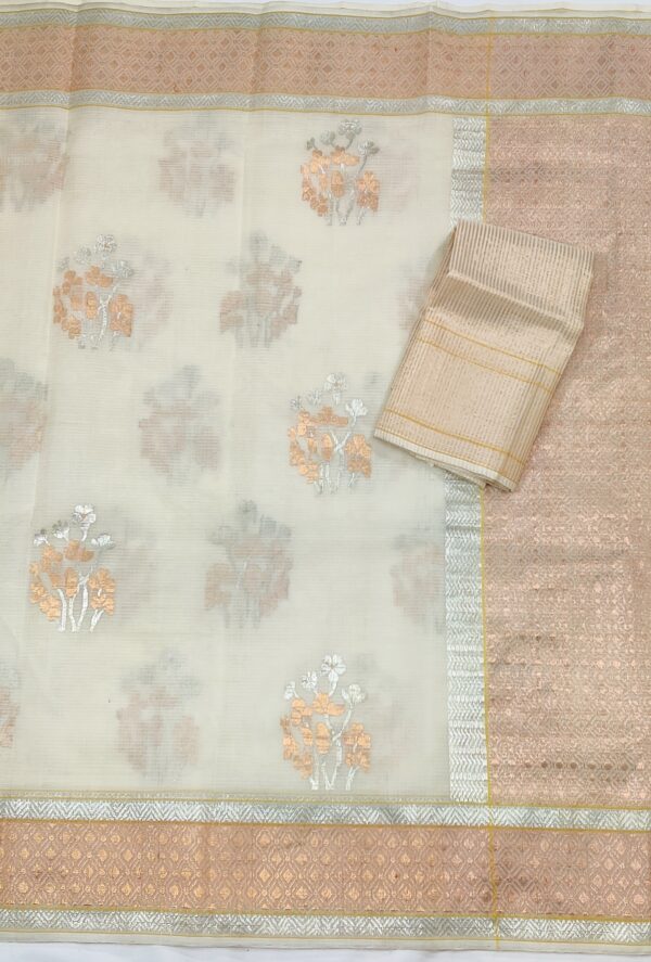PURE KANCHI BORDER ZARIKOTA HANDLOOM SAREE K-32 - Image 3