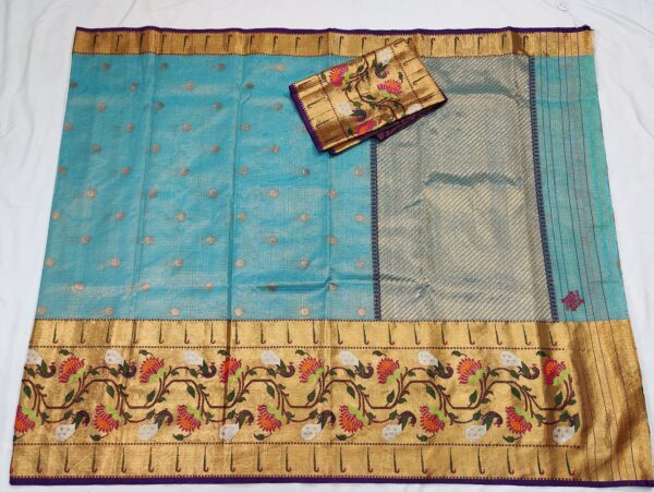 PURE TISSUE ZARIKOTA HANDLOOM SAREE WITH BLOUSE_T 129 - Image 4