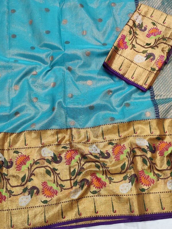 PURE TISSUE ZARIKOTA HANDLOOM SAREE WITH BLOUSE_T 129 - Image 2