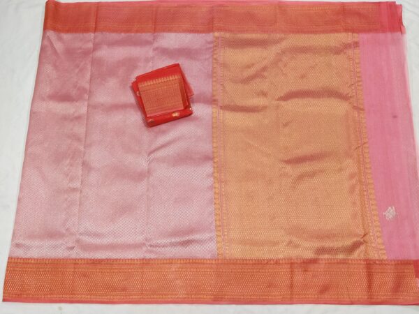 PURE SILVER ZAMAWAR WITH BOTH SIDE KANCHI GOLD BORDER ZARIKOTA HANDLOOM SAREE_Z21 - Image 4
