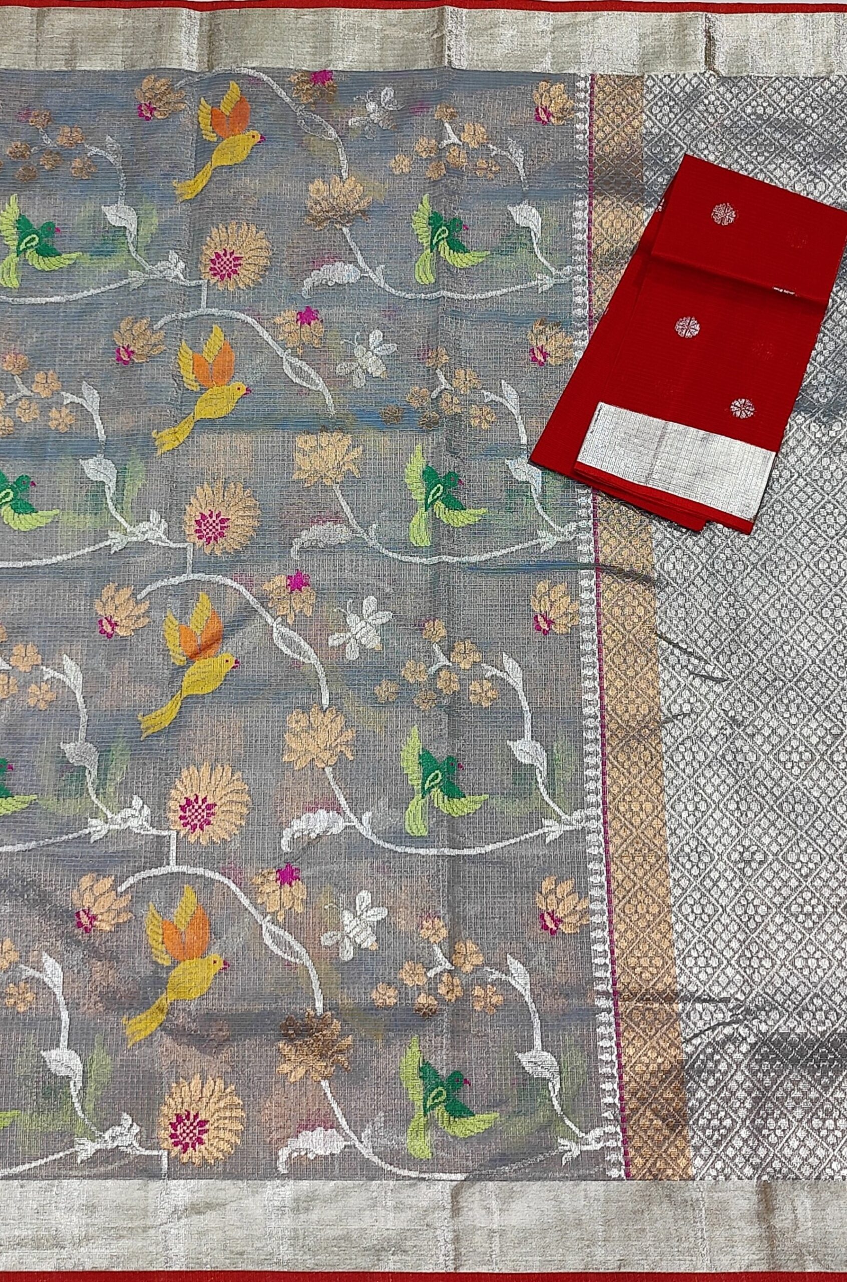 PURE GOLD TISEUE ALL OVER JAAL ZARIKOTA HANDLOOM SAREE WITH BLOUSE_T-54 - Image 3