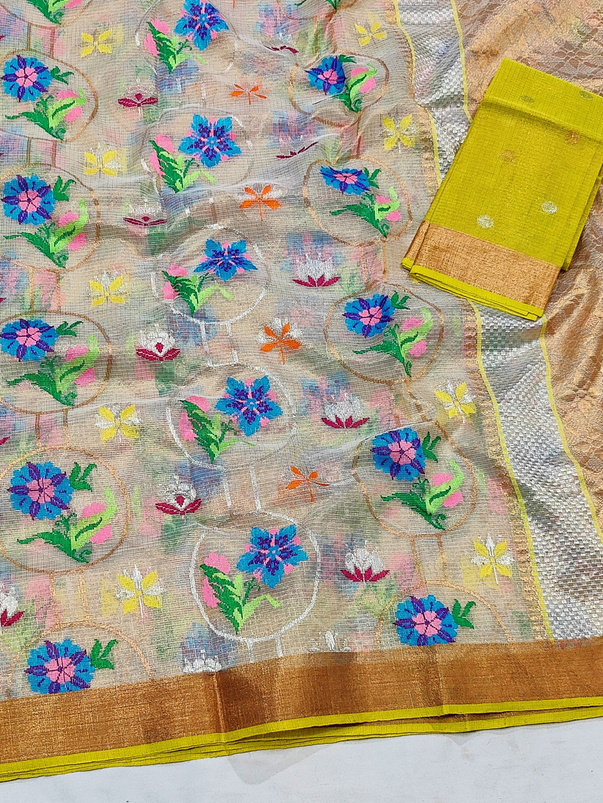 PURE TISEUE ZARIKOTA HANDLOOM SAREE WITH BLOUSE_T-18 - Image 2