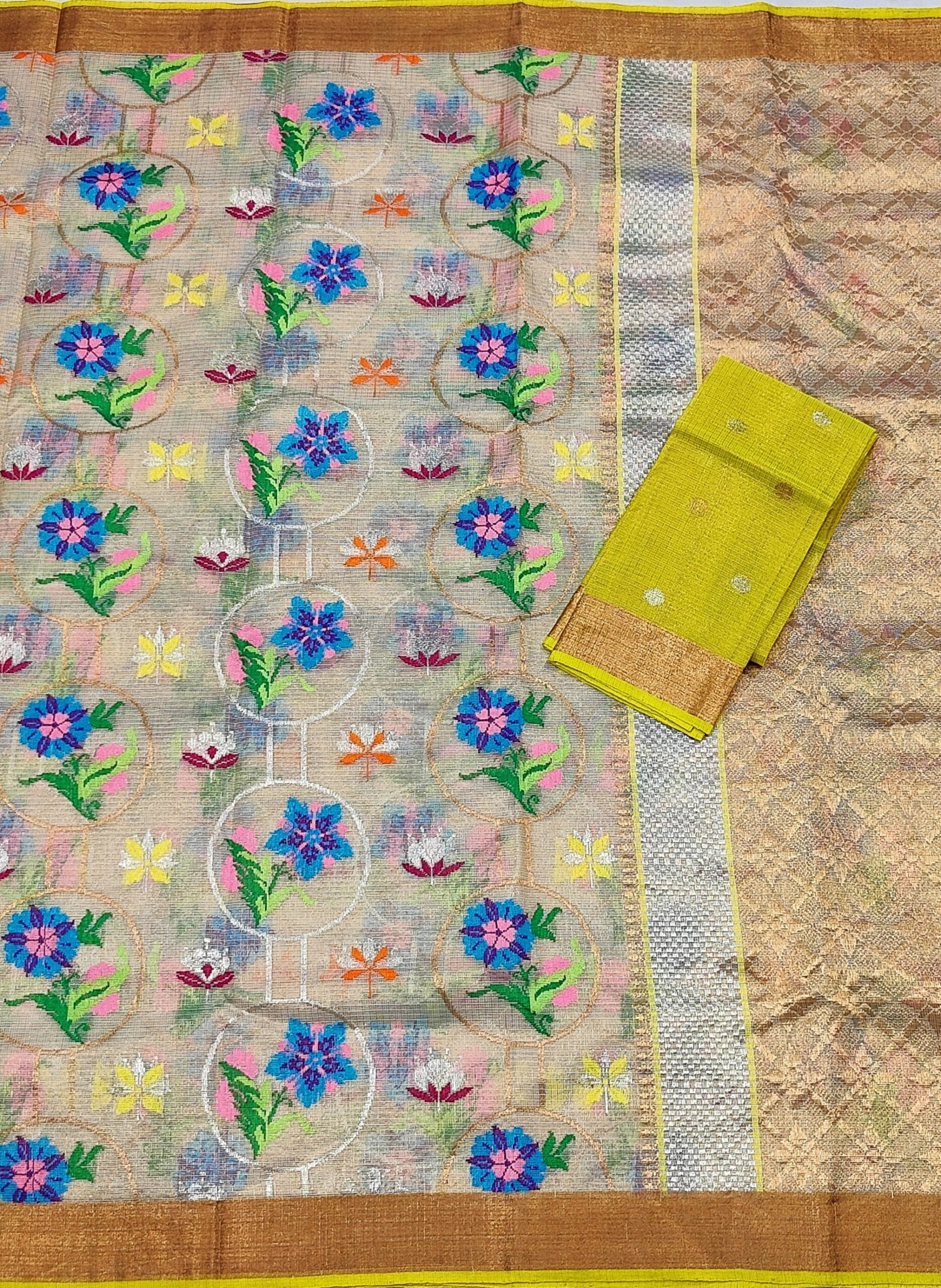 PURE TISEUE ZARIKOTA HANDLOOM SAREE WITH BLOUSE_T-18 - Image 3