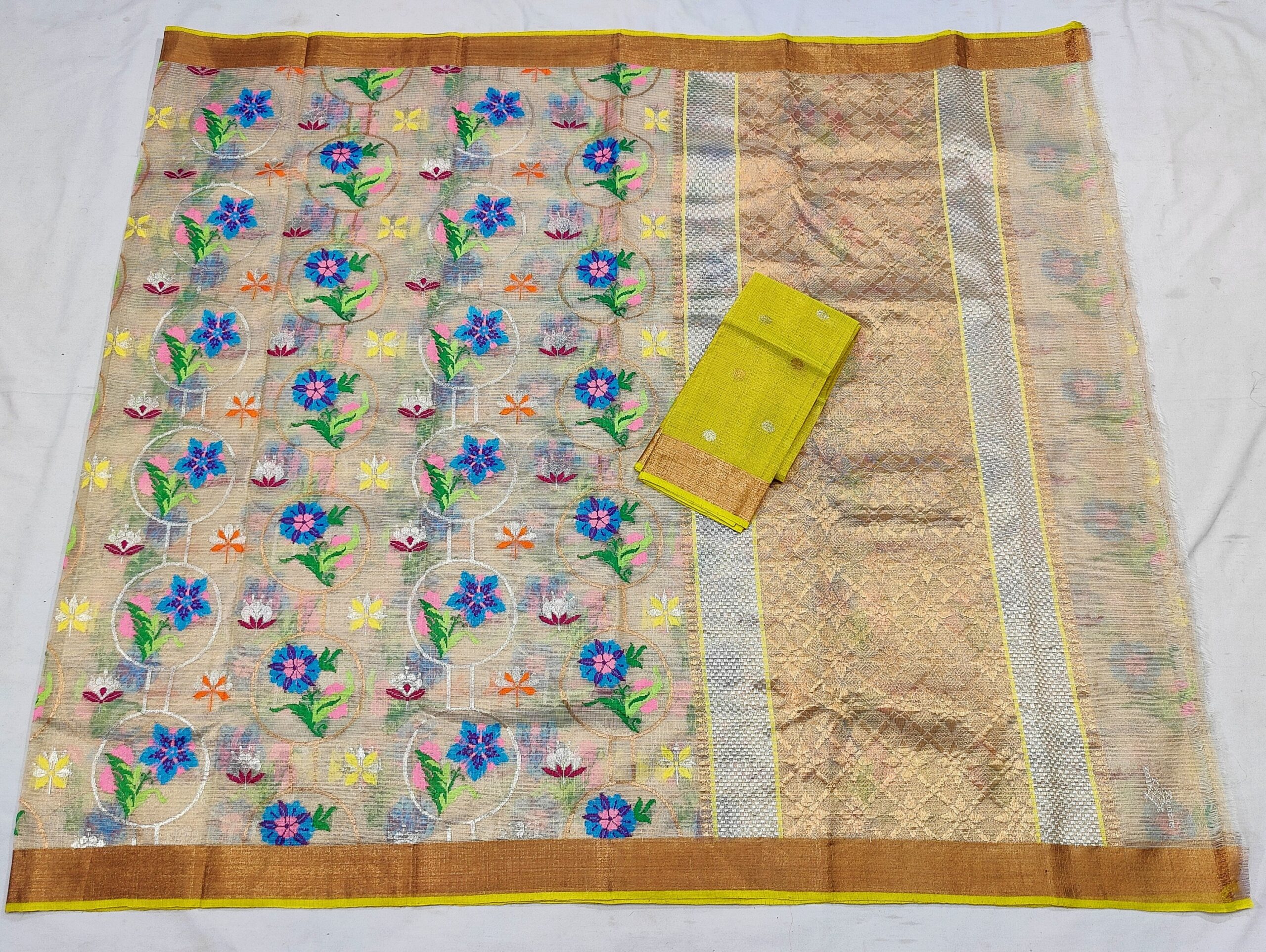 PURE TISEUE ZARIKOTA HANDLOOM SAREE WITH BLOUSE_T-18 - Image 4