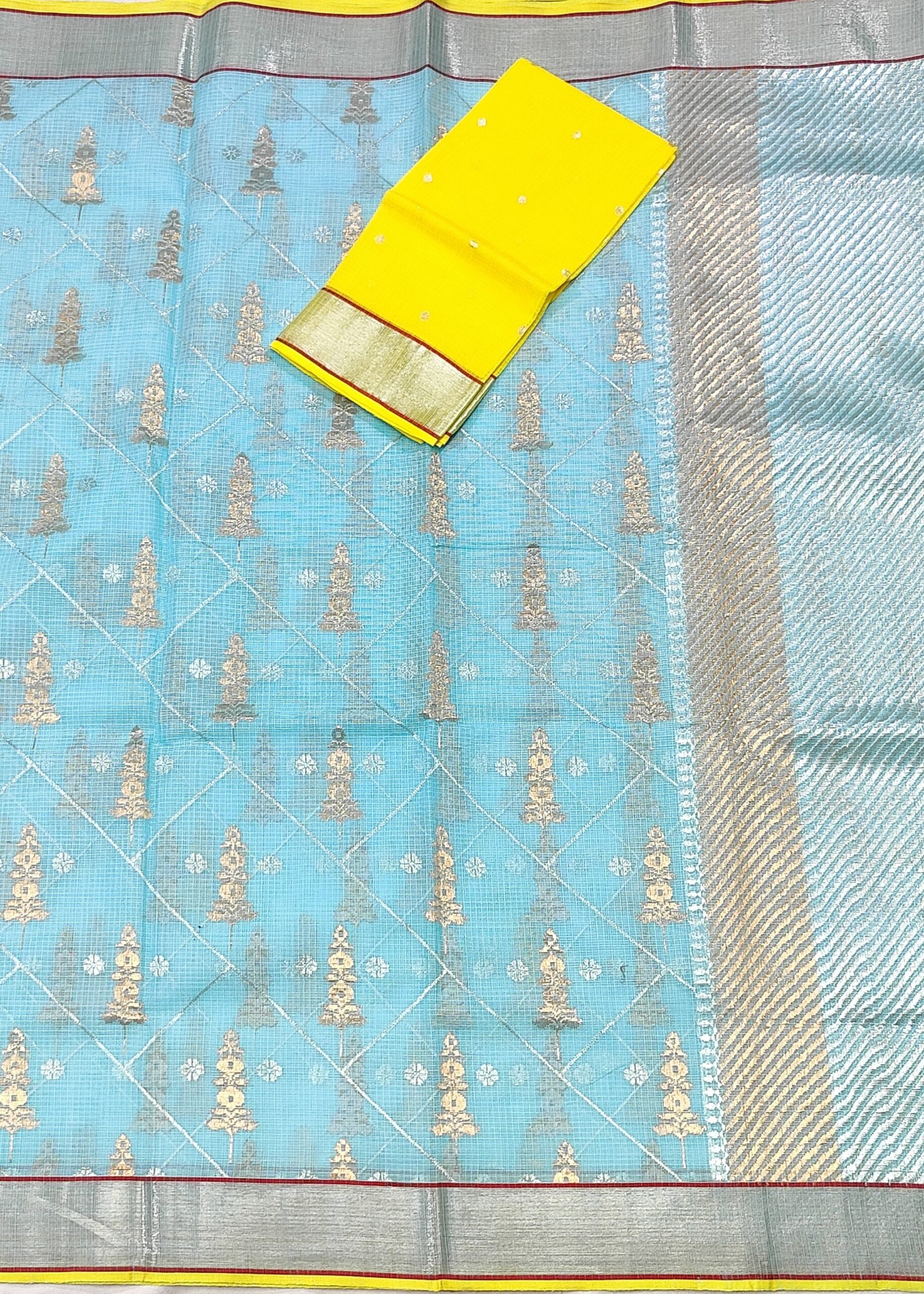 PURE ALL OVER JAAL ZARIKOTA HANDLOOM SAREE WITH BLOUSE B-69 - Image 3