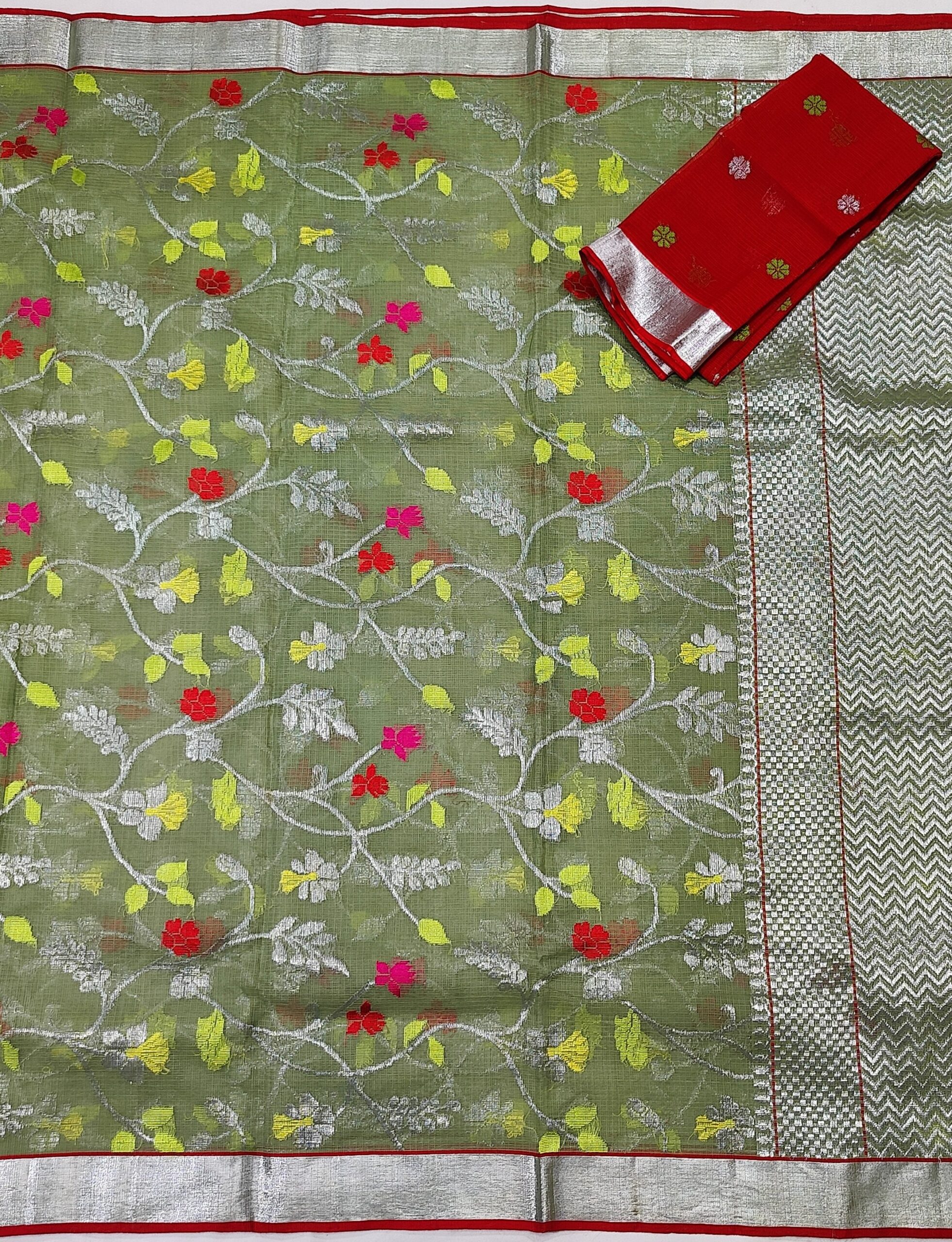 PURE ALL OVER JAAL ZARIKOTA HANDLOOM SAREE WITH BLOUSE B-12 - Image 3