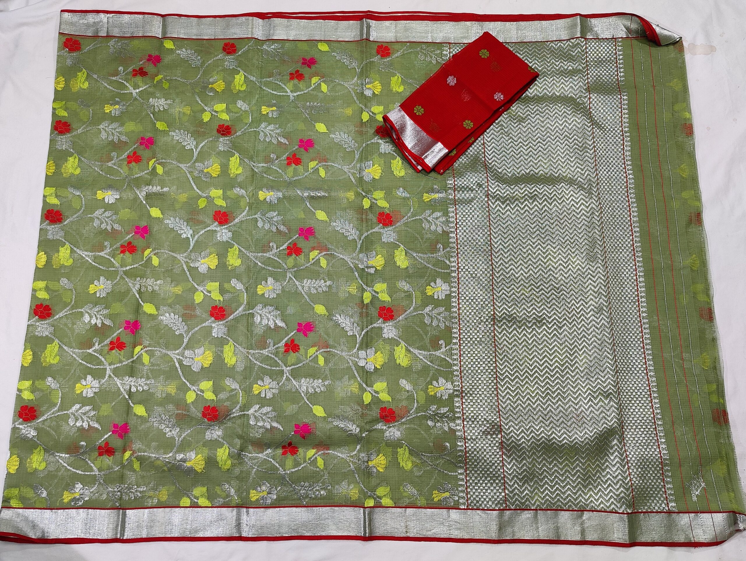 PURE ALL OVER JAAL ZARIKOTA HANDLOOM SAREE WITH BLOUSE B-12 - Image 4