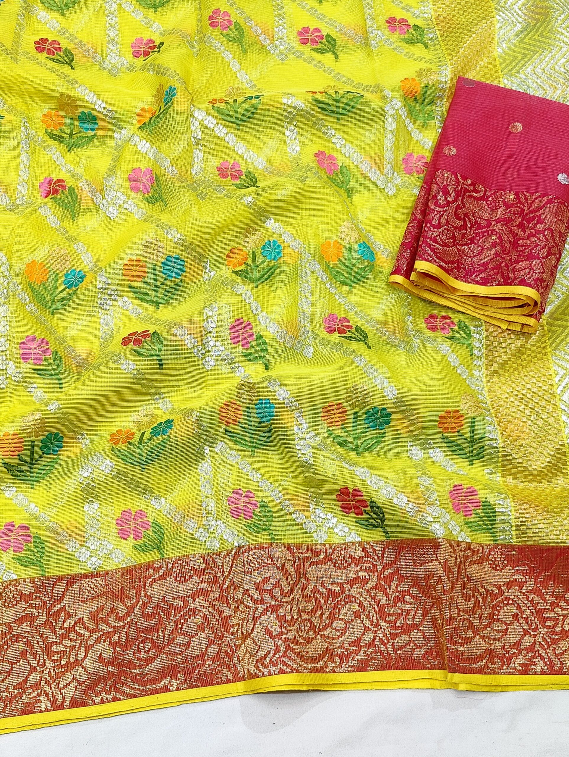 PURE ALL OVER JAAL ZARIKOTA HANDLOOM SAREE WITH BLOUSE B-58 - Image 2