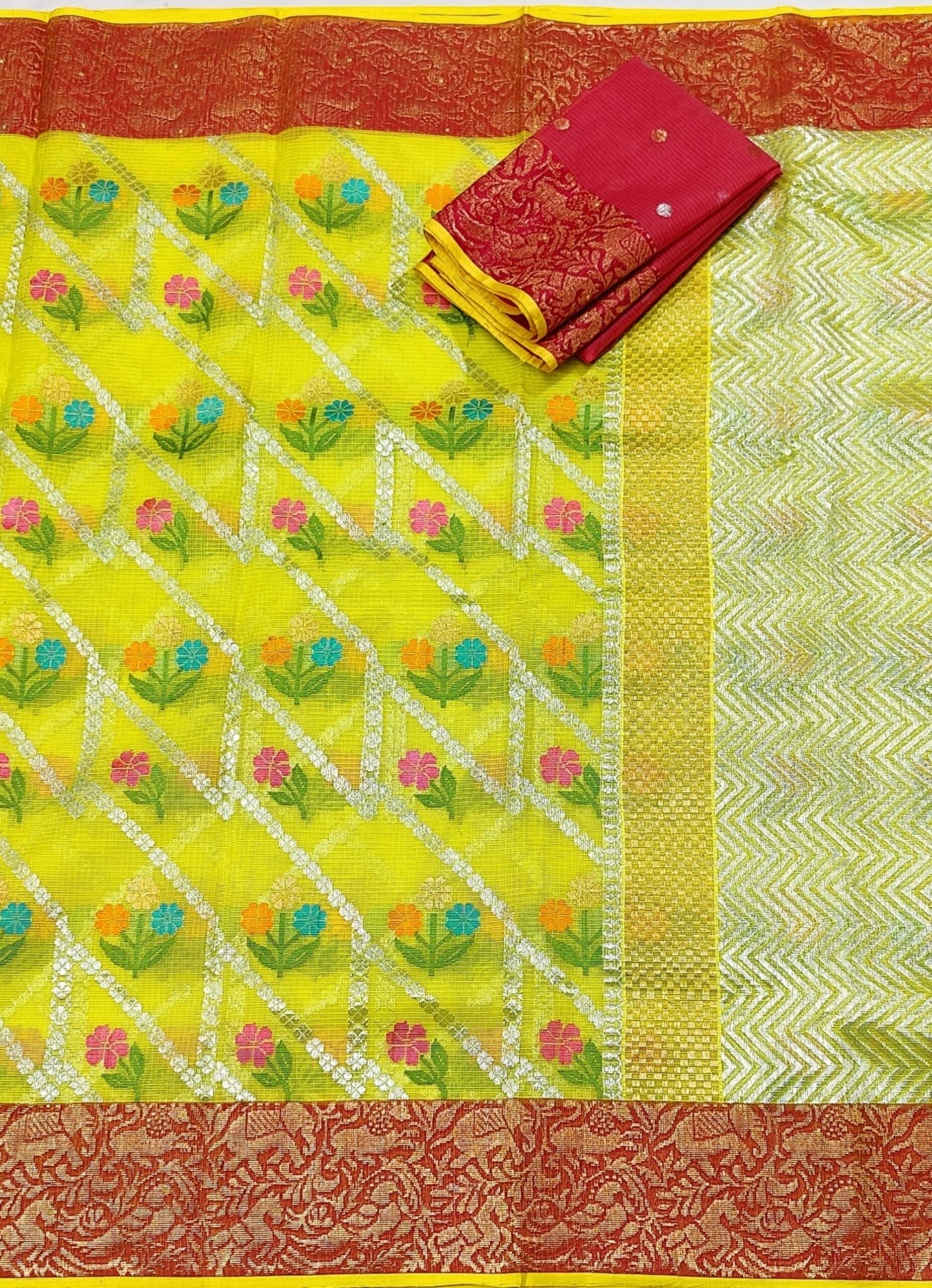 PURE ALL OVER JAAL ZARIKOTA HANDLOOM SAREE WITH BLOUSE B-58 - Image 3