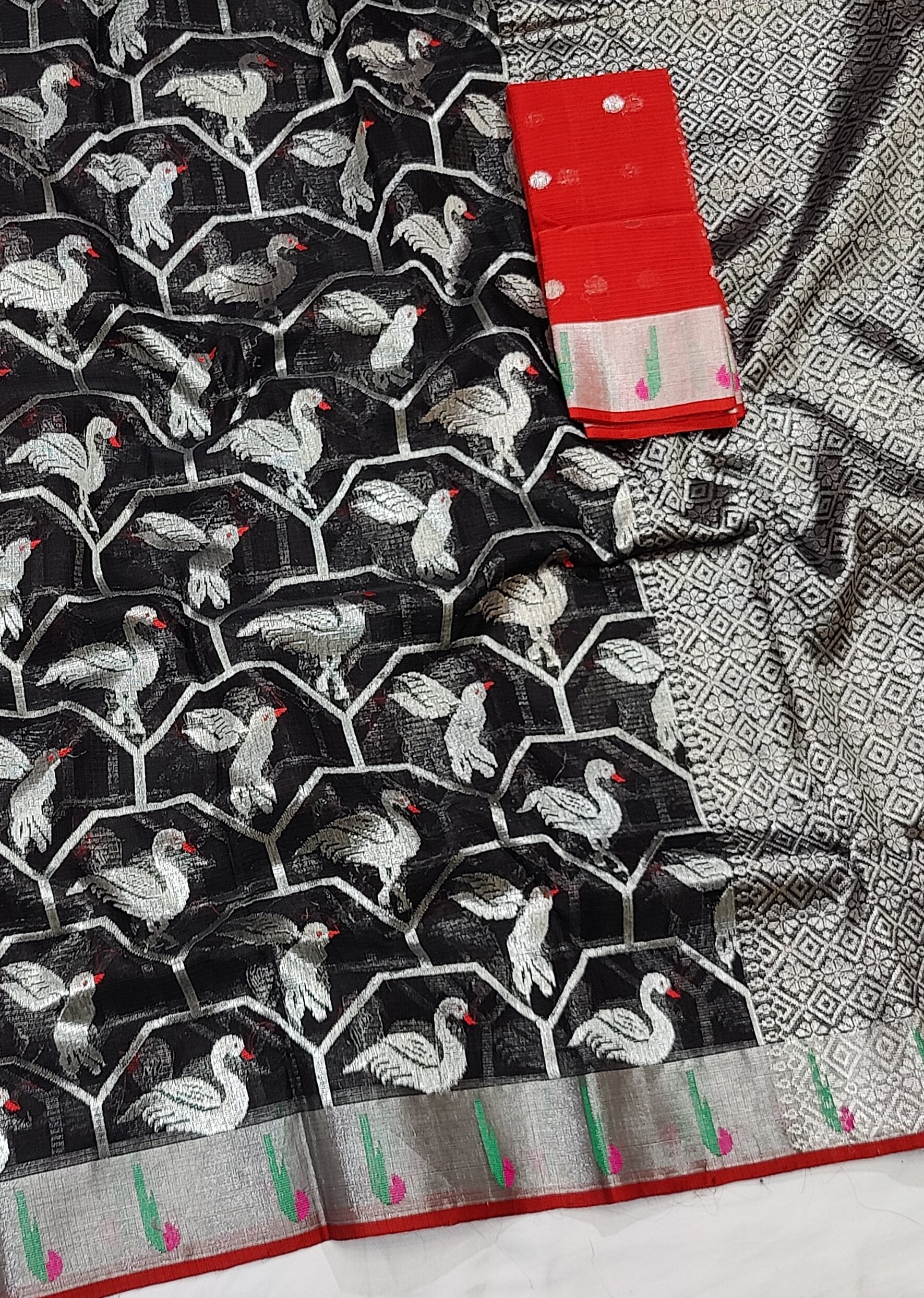 PURE ALL OVER JAAL ZARIKOTA HANDLOOM SAREE WITH BLOUSE B-33 - Image 2