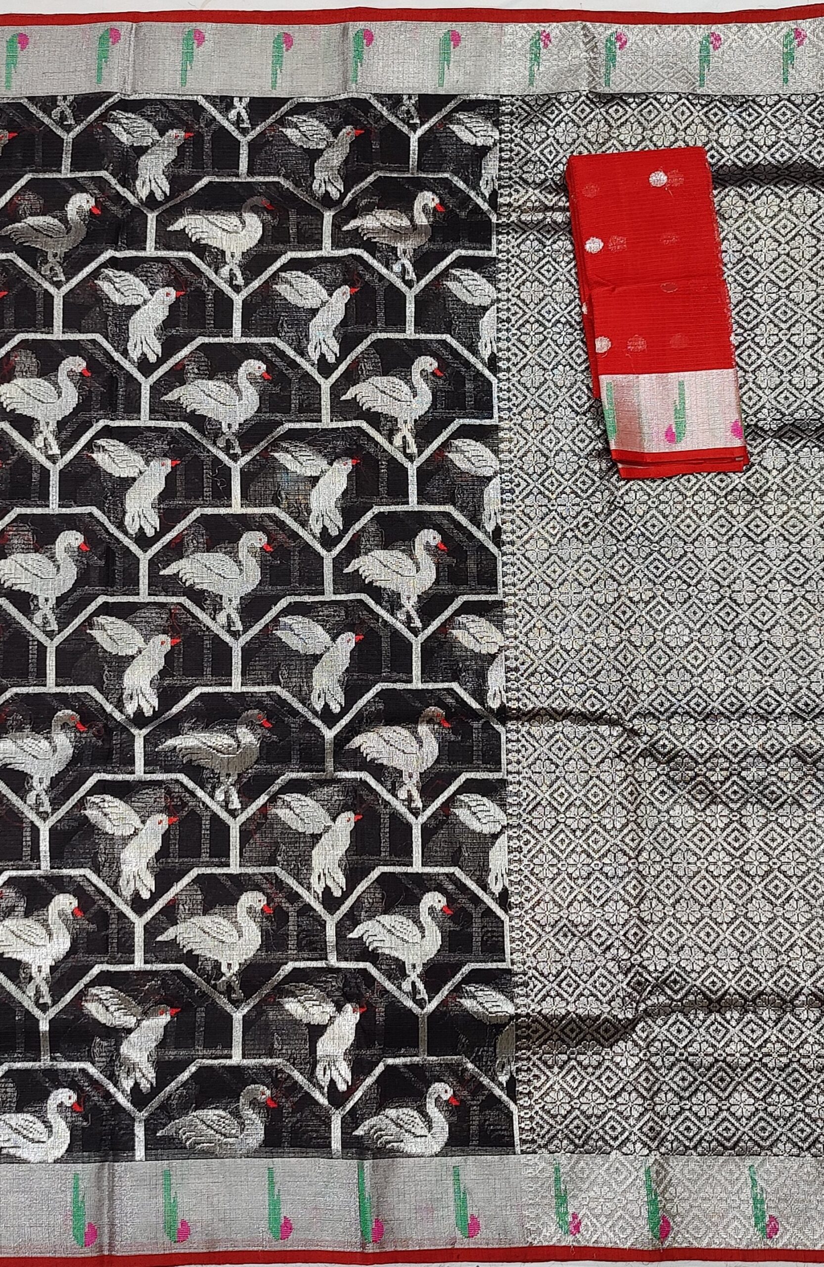 PURE ALL OVER JAAL ZARIKOTA HANDLOOM SAREE WITH BLOUSE B-33 - Image 3