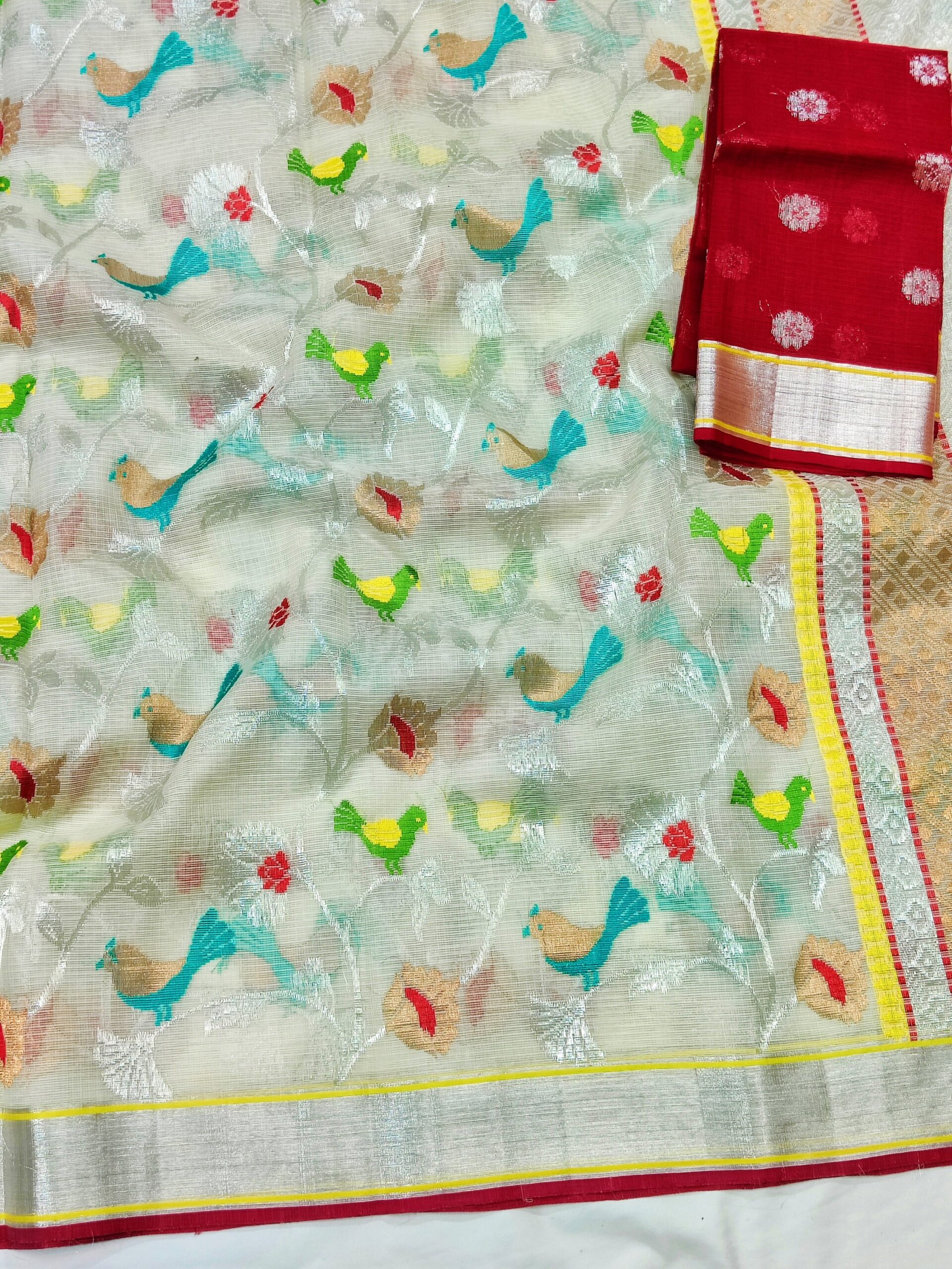 PURE ALL OVER JAAL ZARIKOTA HANDLOOM SAREE WITH BLOUSE B-72 - Image 2