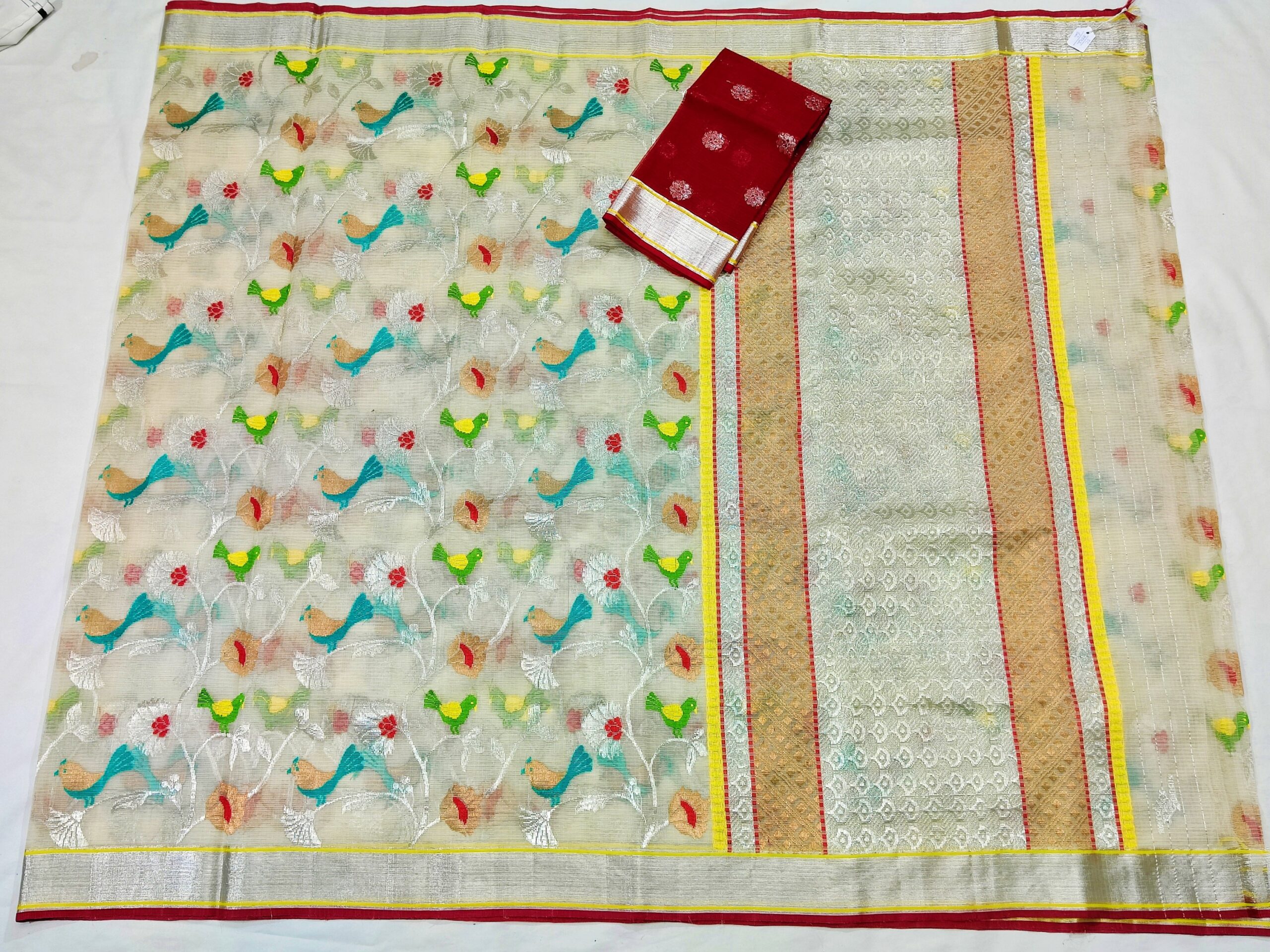 PURE ALL OVER JAAL ZARIKOTA HANDLOOM SAREE WITH BLOUSE B-72 - Image 4