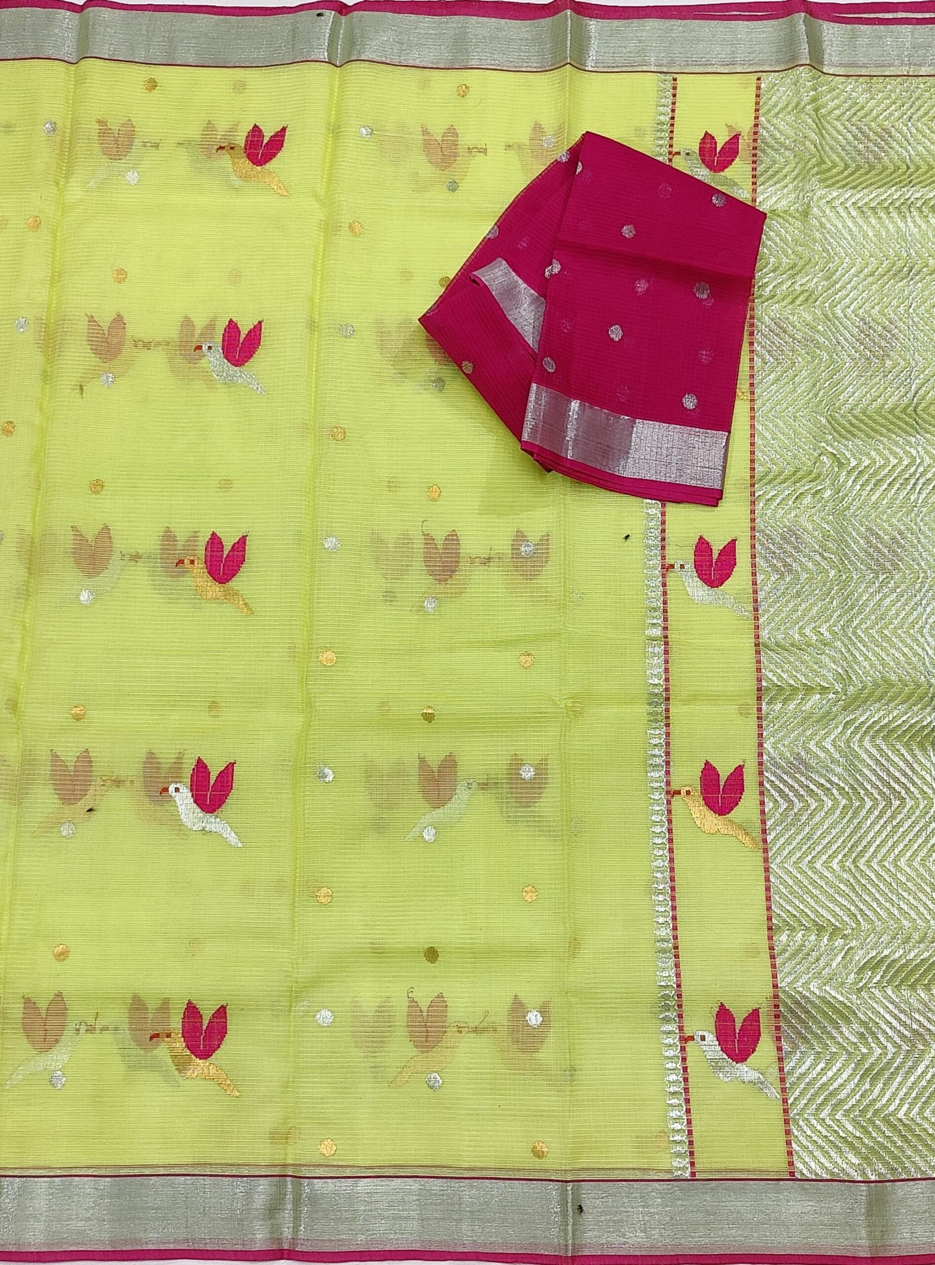 PURE ZARIKOTA HANDLOOM BUTA SAREE WITH BLOUSE B36 - Image 2