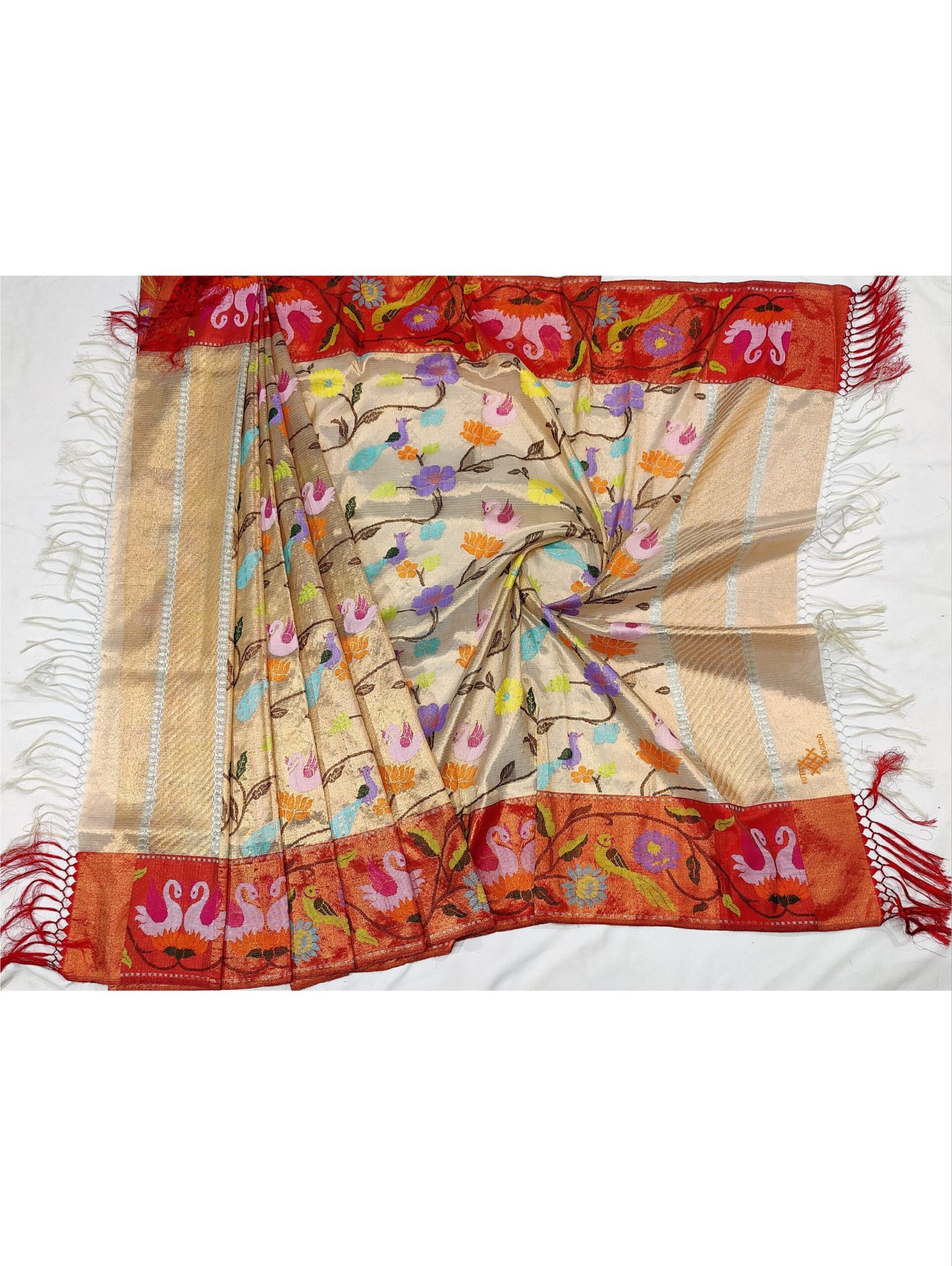 PURE SILVER DOUBLE TISSUE ZARIKOTA HANDLOOM DUPATTA D-4