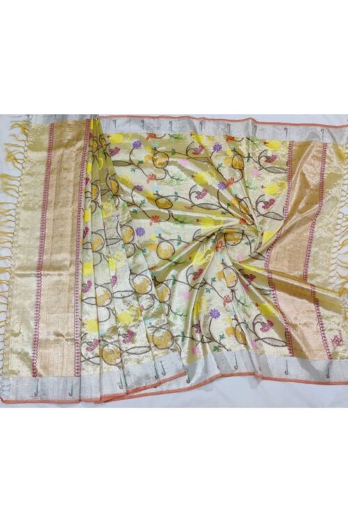 PURE SILVER DOUBLE TISSUE ZARIKOTA HANDLOOM DUPATTA D-1