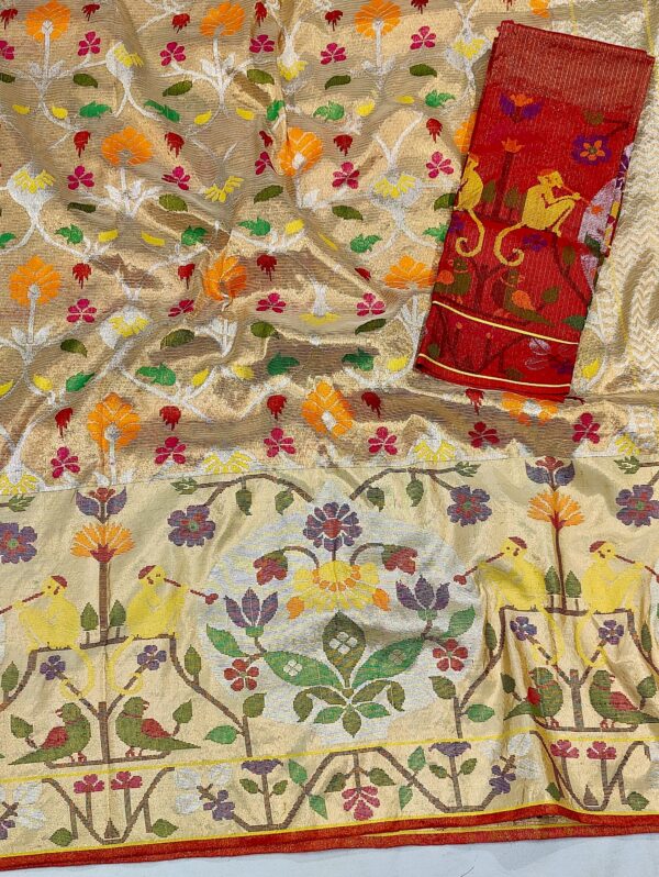 PURE GOLD DOUBLE TISSUE ZARIKOTA HANDLOOM SAREE T-43 - Image 2