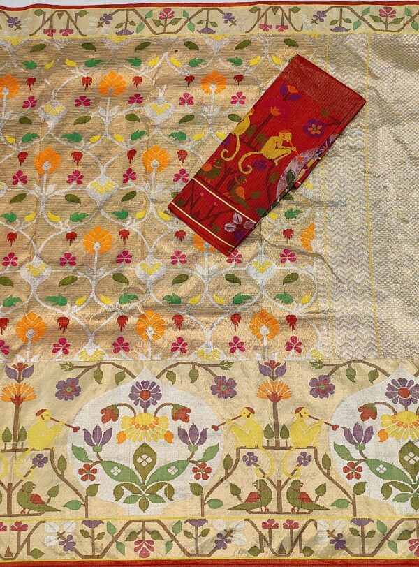 PURE GOLD DOUBLE TISSUE ZARIKOTA HANDLOOM SAREE T-43 - Image 3