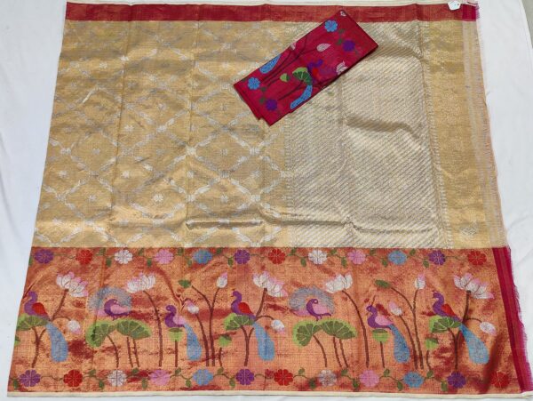 PURE GOLD DOUBLE TISSUE ZARIKOTA HANDLOOM SAREE T-38 - Image 4