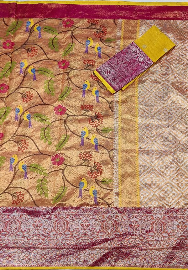 PURE GOLD DOUBLE TISSUE ZARIKOTA HANDLOOM SAREE T-29 - Image 3