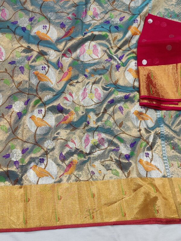 PURE GOLD DOUBLE TISSUE ZARIKOTA HANDLOOM SAREE T-5 - Image 2