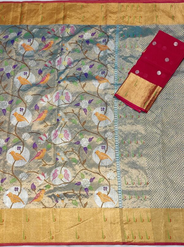 PURE GOLD DOUBLE TISSUE ZARIKOTA HANDLOOM SAREE T-5 - Image 3