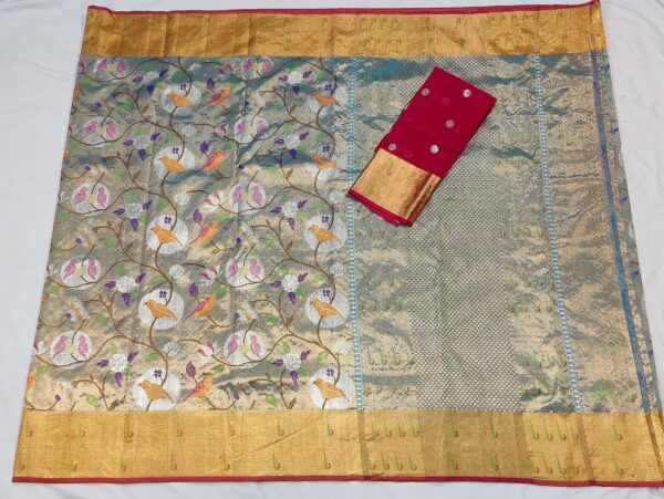 PURE GOLD DOUBLE TISSUE ZARIKOTA HANDLOOM SAREE T-5 - Image 4