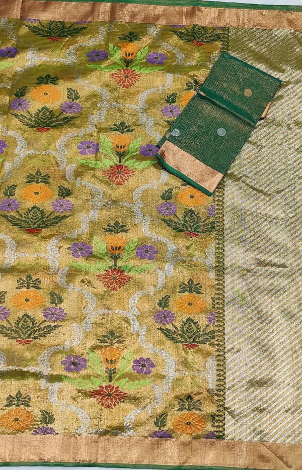 PURE GOLD DOUBLE TISSUE ZARIKOTA HANDLOOM SAREE T-4 - Image 3