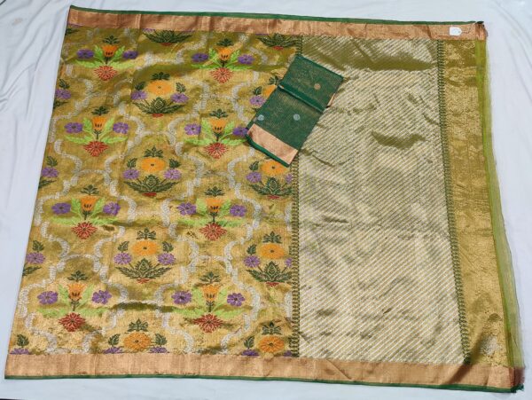 PURE GOLD DOUBLE TISSUE ZARIKOTA HANDLOOM SAREE T-4 - Image 4