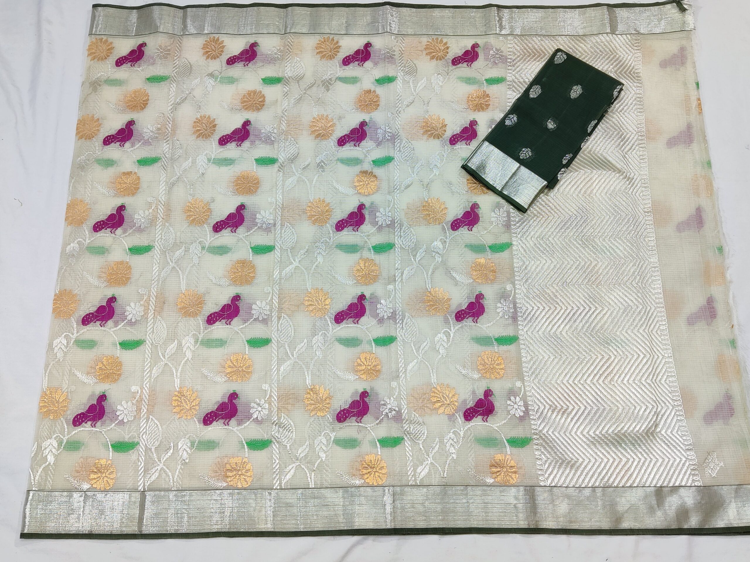 PURE ALL OVER JAAL ZARIKOTA HANDLOOM SAREE WITH BLOUSE B-75 - Image 4