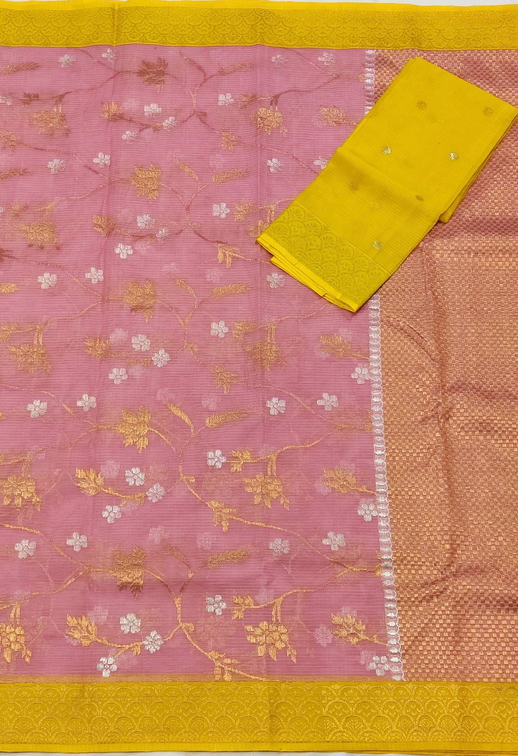 PURE ALL OVER JAAL ZARIKOTA HANDLOOM SAREE WITH BLOUSE B-15 - Image 3