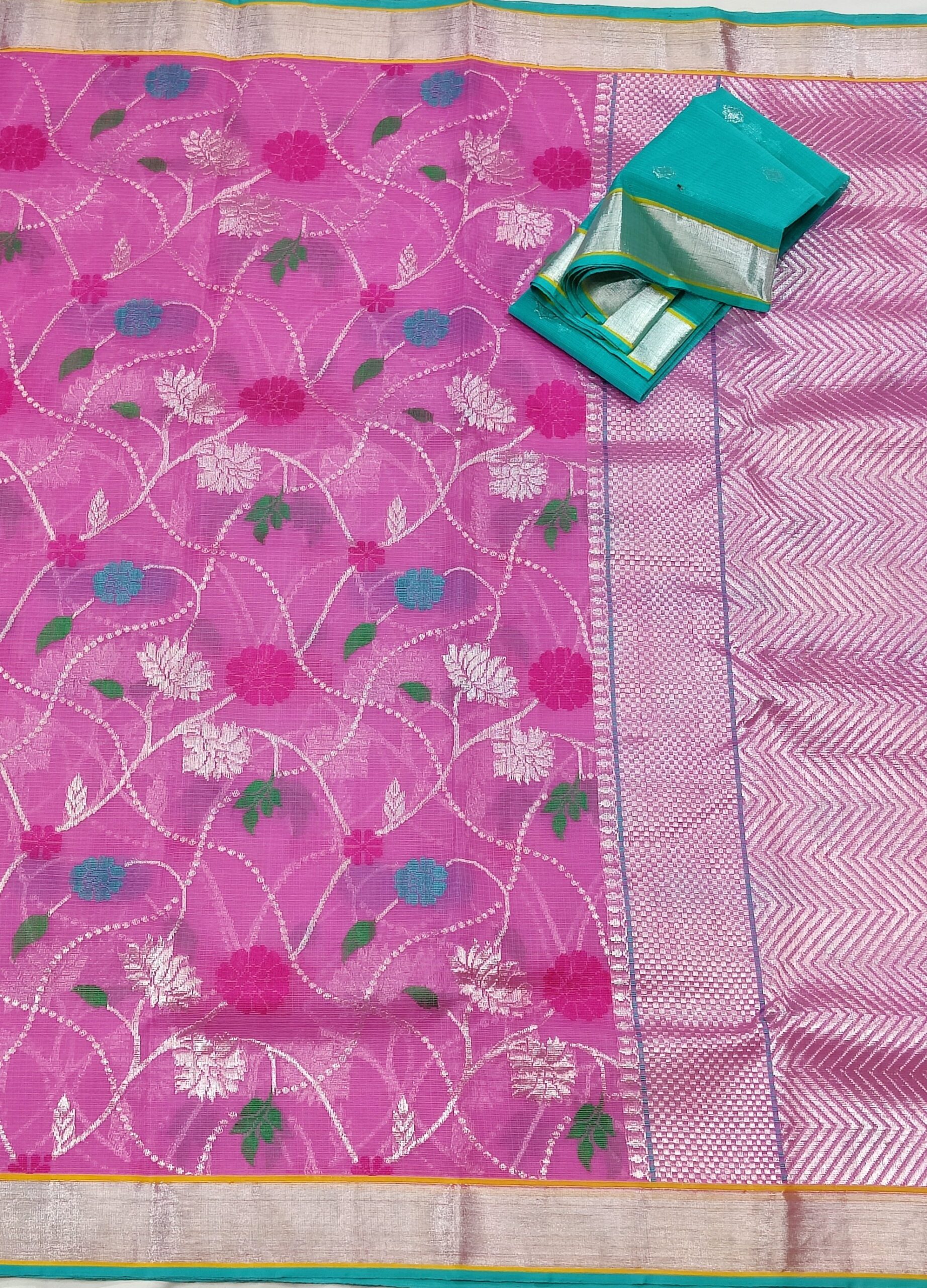 PURE ALL OVER JAAL ZARIKOTA HANDLOOM SAREE WITH BLOUSE B-85 - Image 3