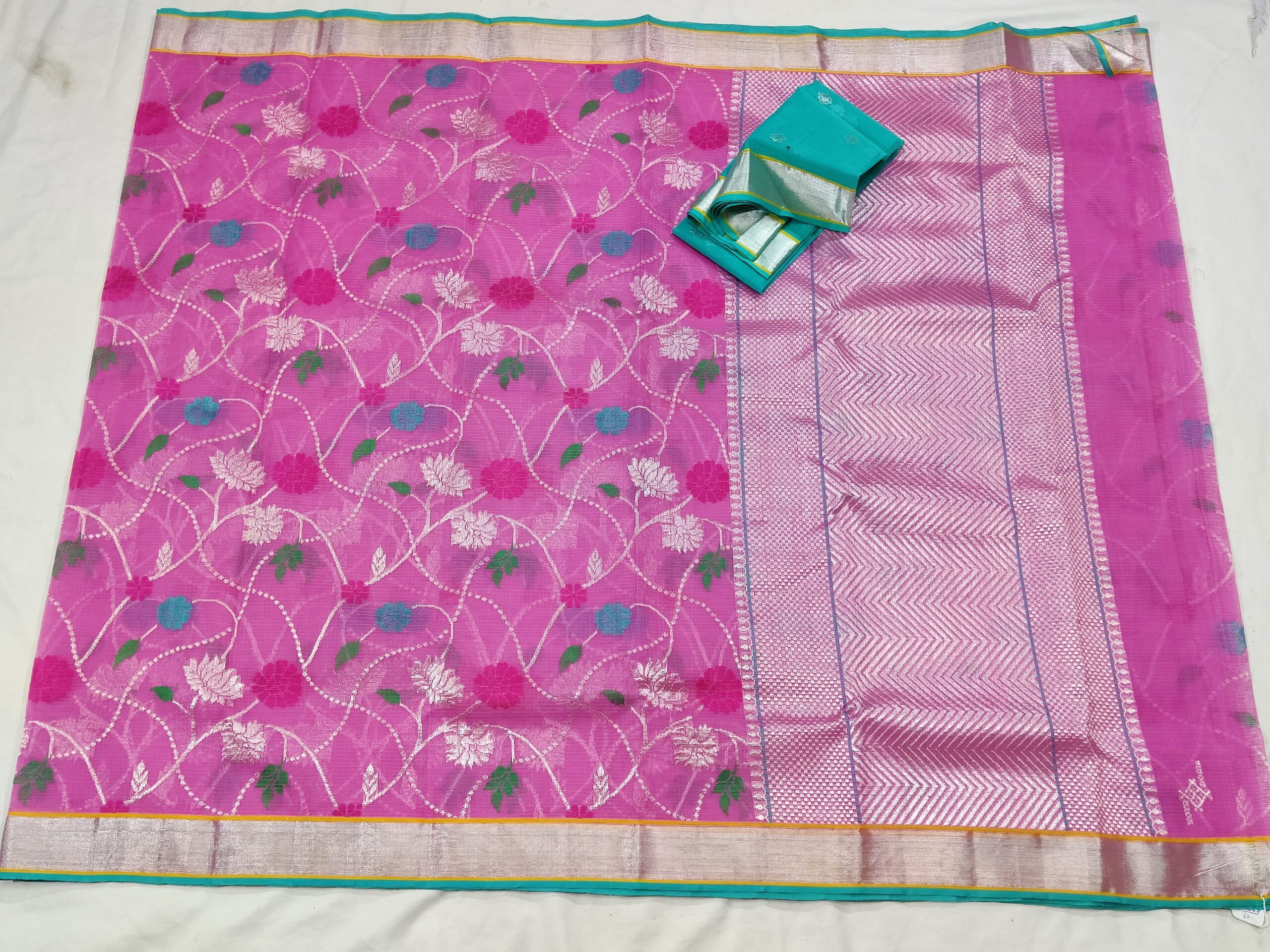 PURE ALL OVER JAAL ZARIKOTA HANDLOOM SAREE WITH BLOUSE B-85 - Image 4