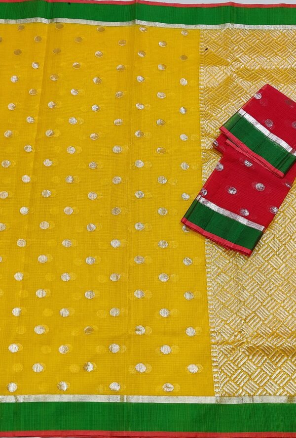 PURE ZARIKOTA HANDLOOM BUTA SAREE WITH BLOUSE B39 - Image 3