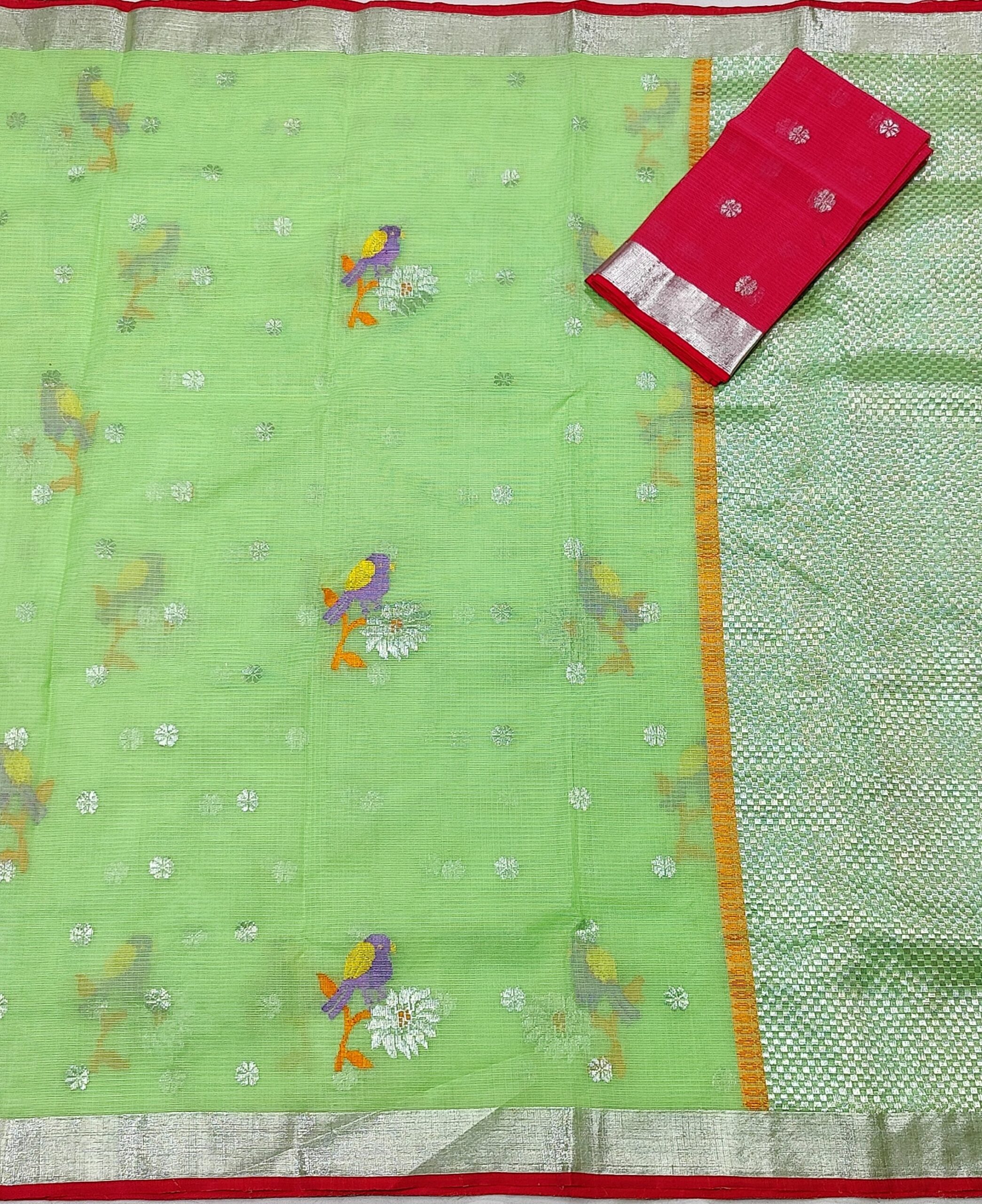 PURE ZARIKOTA HANDLOOM BUTA SAREE WITH BLOUSE B507 - Image 3