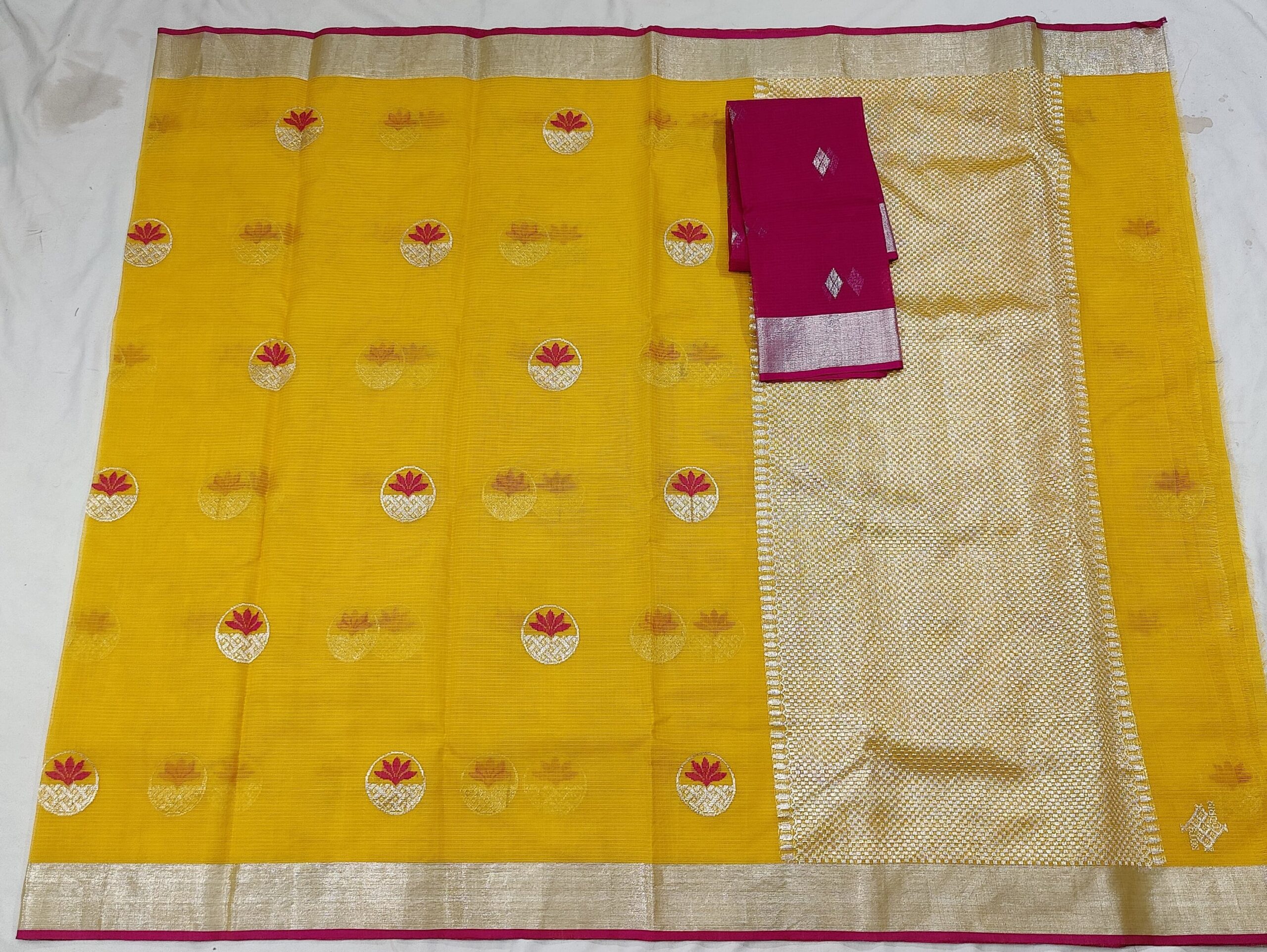 PURE ZARIKOTA HANDLOOM BUTA SAREE WITH BLOUSE B26 - Image 3