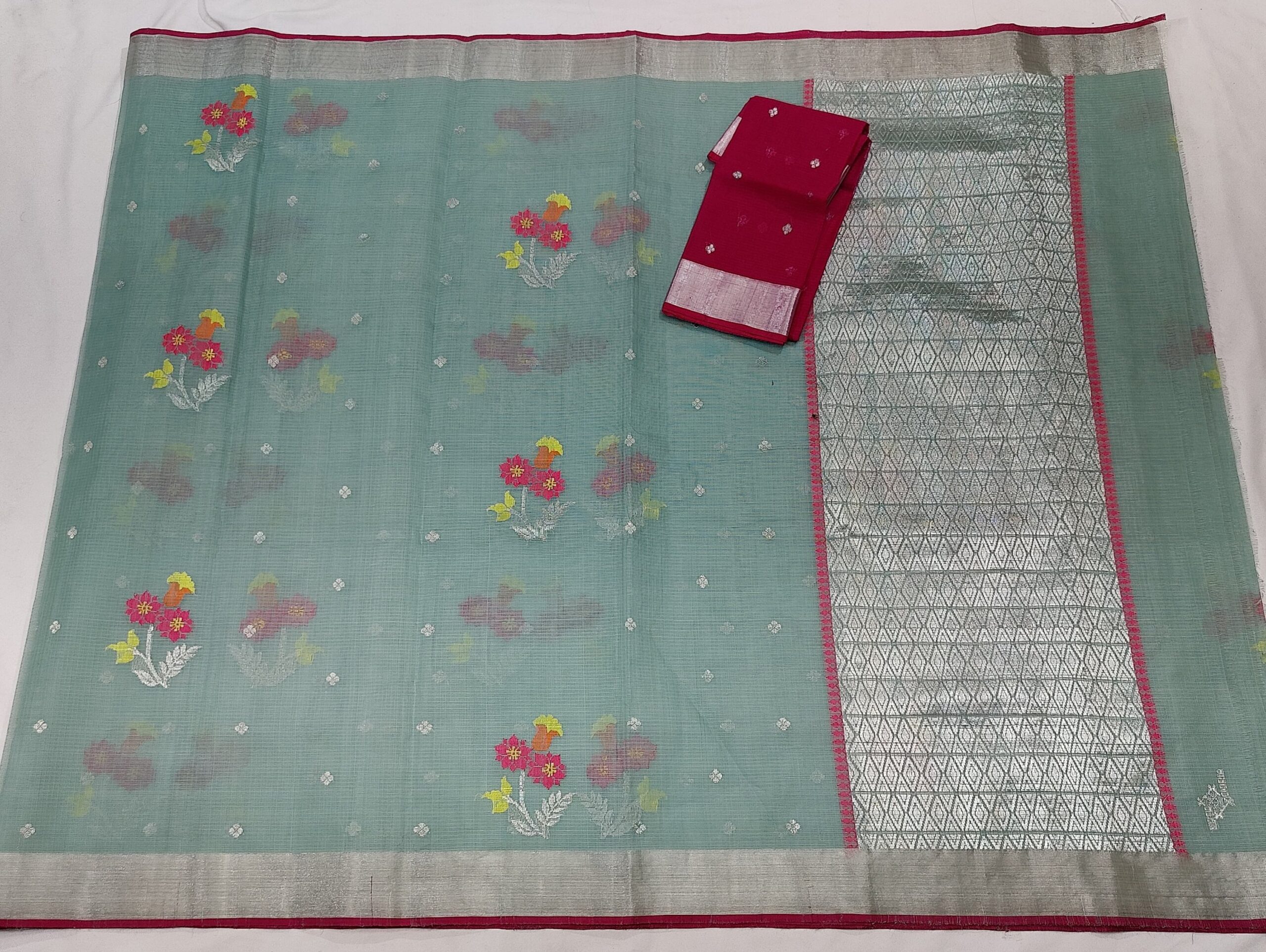 PURE ZARIKOTA HANDLOOM BUTA SAREE WITH BLOUSE B44 - Image 4