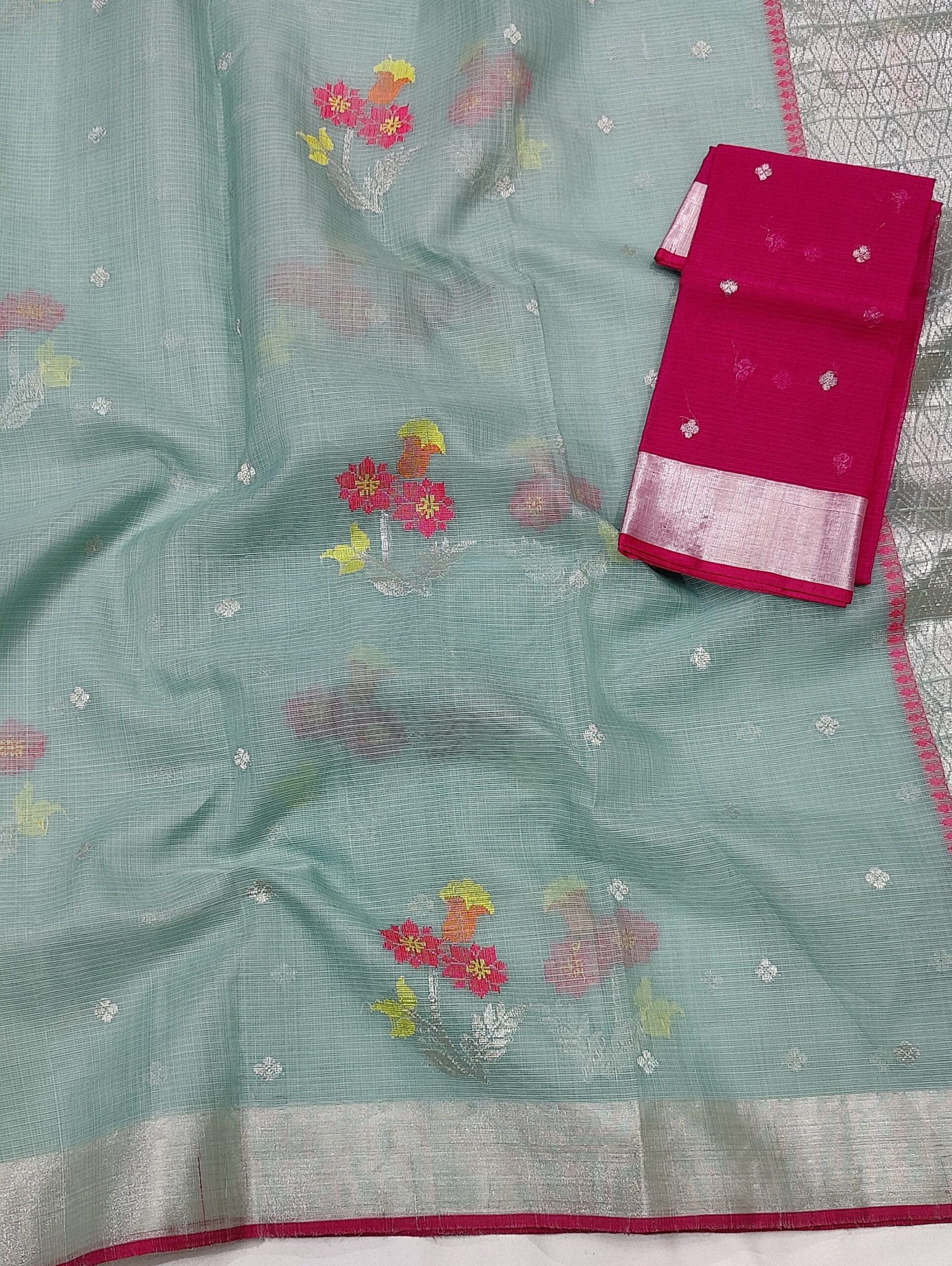 PURE ZARIKOTA HANDLOOM BUTA SAREE WITH BLOUSE B44 - Image 2