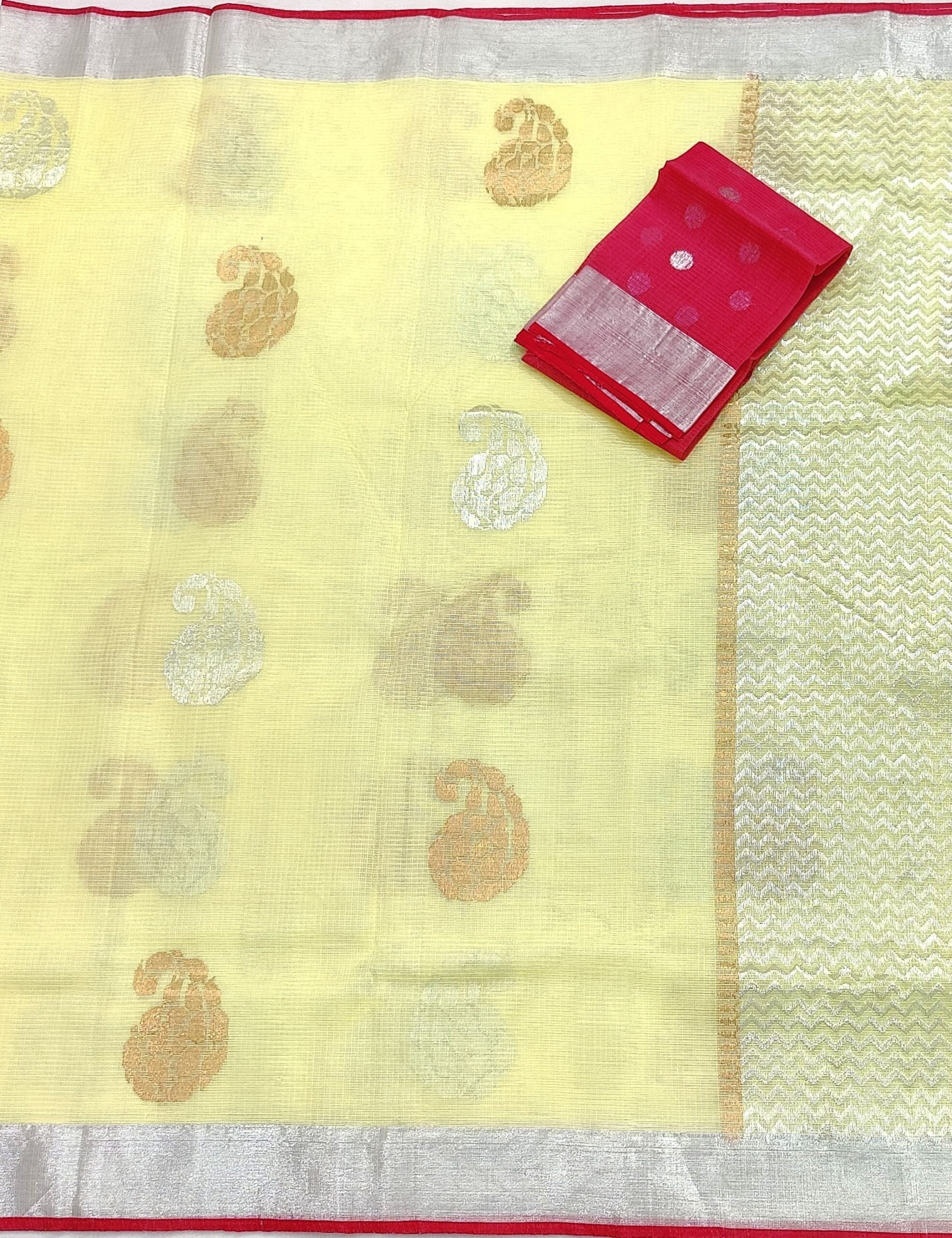 PURE ZARIKOTA HANDLOOM BUTA SAREE WITH BLOUSE B6 - Image 3