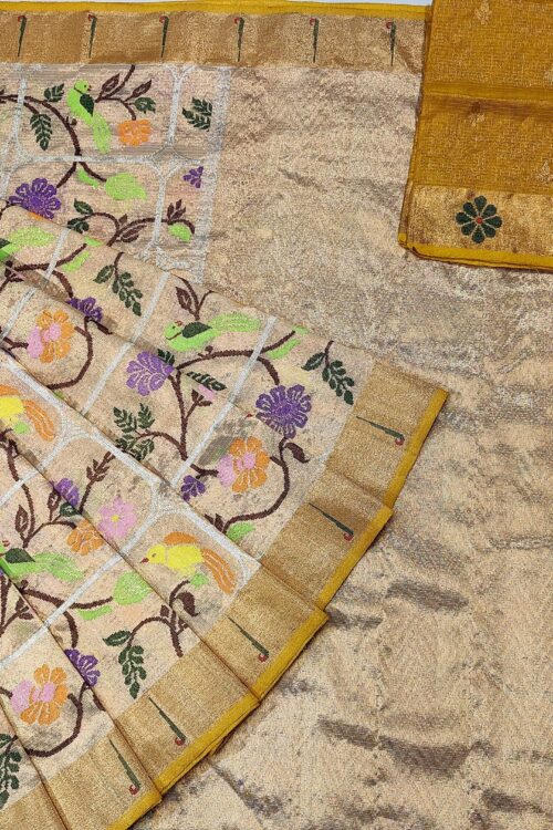 PURE GOLD DOUBLE TISSUE ZARIKOTA HANDLOOM SAREE T-45