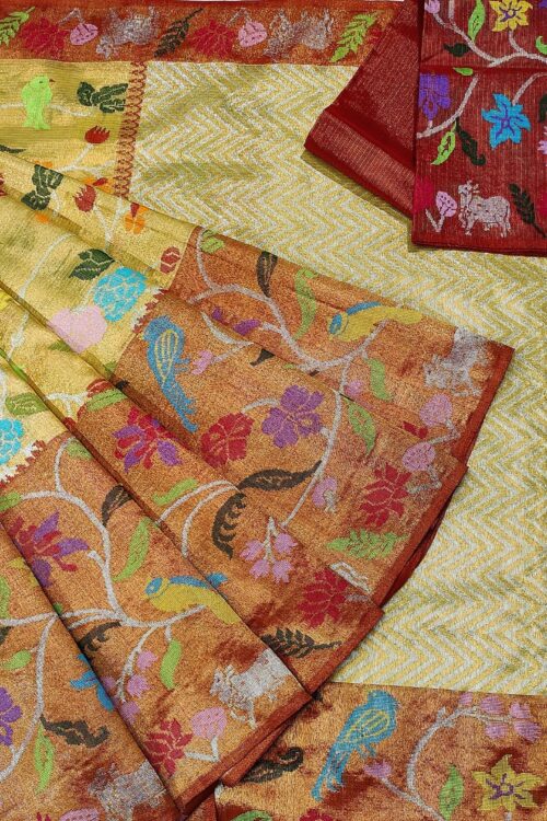PURE GOLD DOUBLE TISSUE ZARIKOTA HANDLOOM SAREE T-37