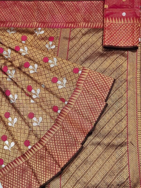 PURE GOLD TISSUE GOLD ZAMAWAR WITH BOTH SIDE BIG KANCHI BORDER ZARIKOTA HANDLOOM SAREE