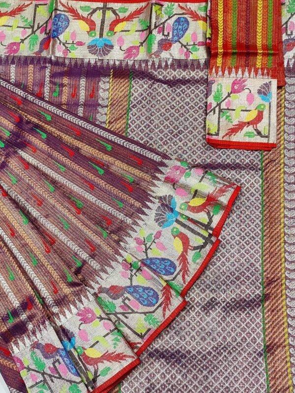 PURE GOLD TISEUE BOTH SIDE PAITHANI BORDER WITH ALL OVER JAAL ZARIKOTA HANDLOOM SAREE WITH BLOUSE_T-45