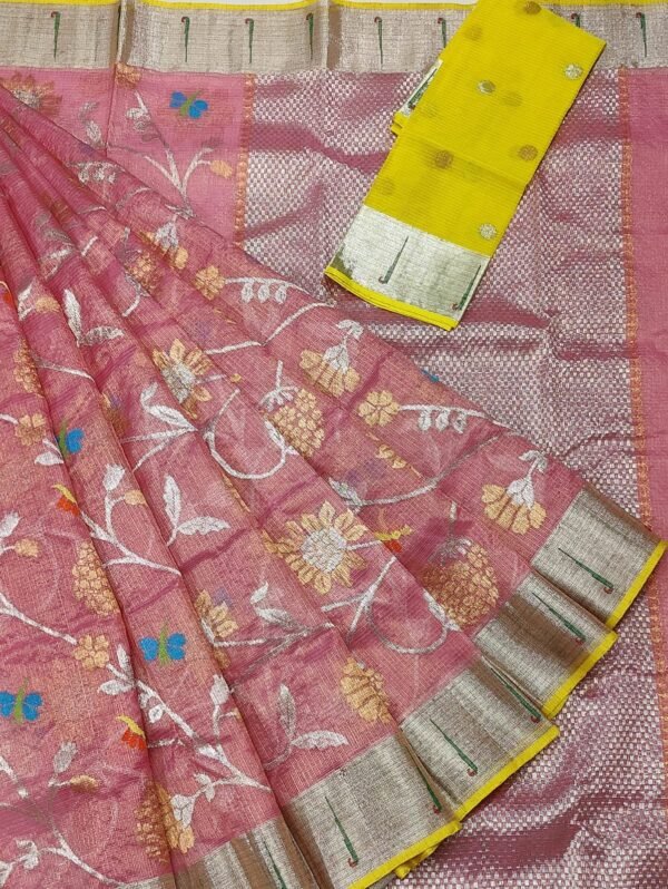 PURE GOLD TISEUE ALL OVER JAAL ZARIKOTA HANDLOOM SAREE WITH BLOUSE_T-42