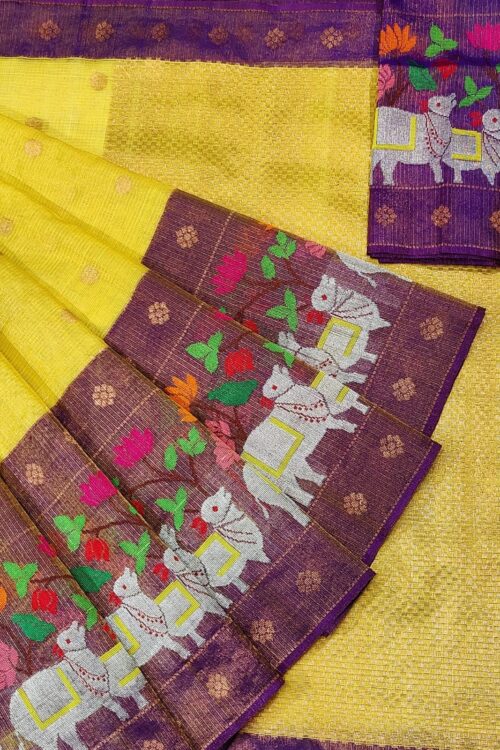 PURE GOLD TISEUE BIG PAITHANI BORDER ZARIKOTA HANDLOOM SAREE WITH BLOUSE_T-31