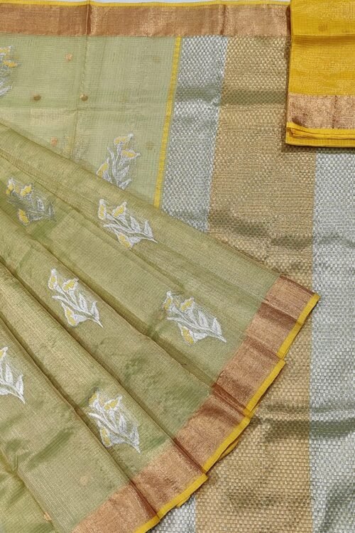 PURE GOLD TISEUE BUTTAS ZARIKOTA HANDLOOM SAREE WITH BLOUSE_T-23